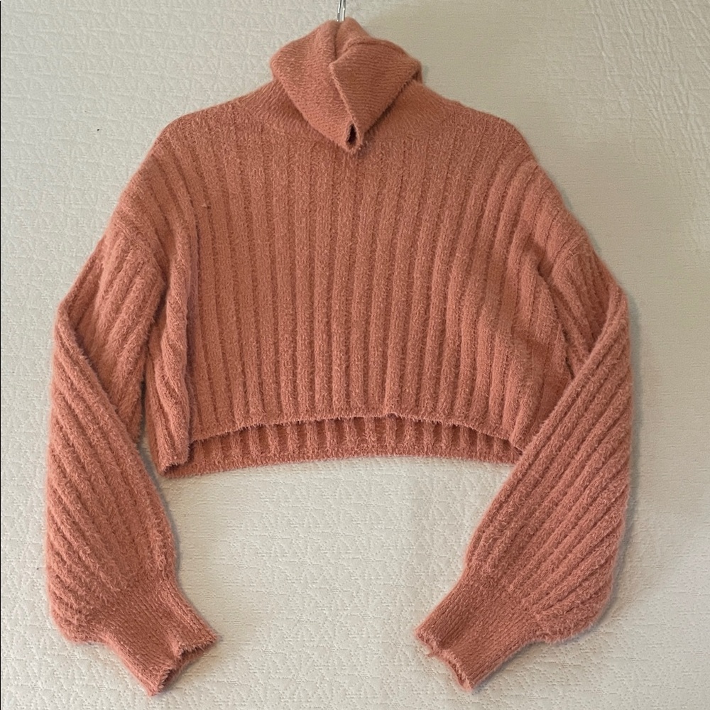 Cozy Ribbed Turtleneck Sweater in Pink